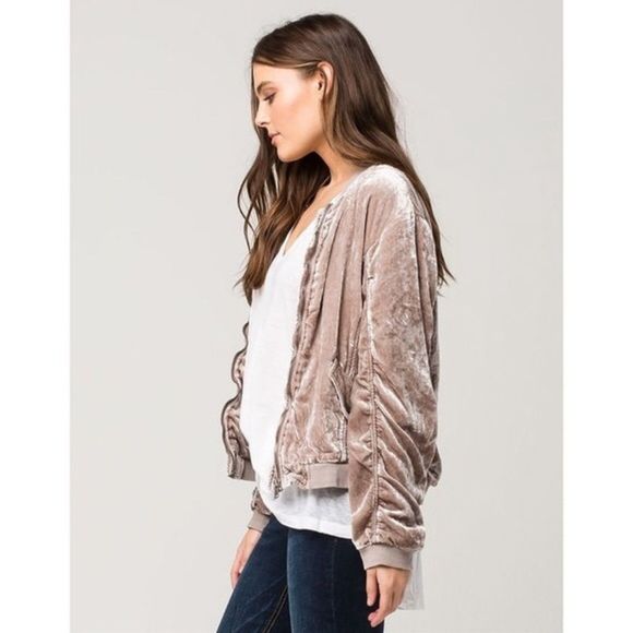 Free People Crushed Velvet Bomber Jacket - Picture 5 of 12